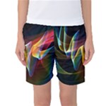 Northern Lights, Abstract Rainbow Aurora Women s Basketball Shorts