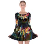 Northern Lights, Abstract Rainbow Aurora Long Sleeve Skater Dress