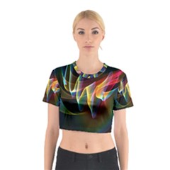 Northern Lights, Abstract Rainbow Aurora Cotton Crop Top from ArtsNow.com