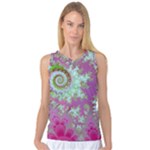 Raspberry Lime Surprise, Abstract Sea Garden  Women s Basketball Tank Top