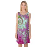 Raspberry Lime Surprise, Abstract Sea Garden  Sleeveless Satin Nightdress