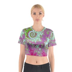 Raspberry Lime Surprise, Abstract Sea Garden  Cotton Crop Top from ArtsNow.com