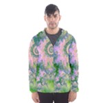 Rose Apple Green Dreams, Abstract Water Garden Hooded Wind Breaker (Men)