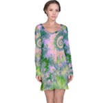 Rose Apple Green Dreams, Abstract Water Garden Long Sleeve Nightdress