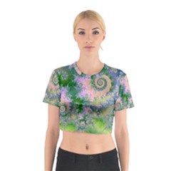 Rose Apple Green Dreams, Abstract Water Garden Cotton Crop Top from ArtsNow.com