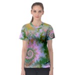 Rose Forest Green, Abstract Swirl Dance Women s Sport Mesh Tee