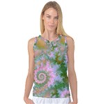 Rose Forest Green, Abstract Swirl Dance Women s Basketball Tank Top