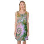 Rose Forest Green, Abstract Swirl Dance Sleeveless Satin Nightdress