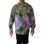 Rose Forest Green, Abstract Swirl Dance Hooded Wind Breaker (Kids)