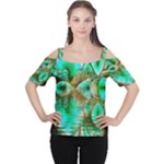 Spring Leaves, Abstract Crystal Flower Garden Women s Cutout Shoulder Tee