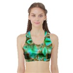 Spring Leaves, Abstract Crystal Flower Garden Women s Sports Bra with Border