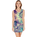 Violet Teal Sea Shells, Abstract Underwater Forest (purple Sea Horse, Abstract Ocean Waves  Sleeveless Bodycon Dress