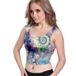 Violet Teal Sea Shells, Abstract Underwater Forest (purple Sea Horse, Abstract Ocean Waves  Crop Top