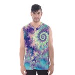 Violet Teal Sea Shells, Abstract Underwater Forest (purple Sea Horse, Abstract Ocean Waves  Men s Basketball Tank Top