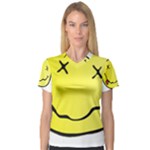 grunge Emoji  Women s V-Neck Sport Mesh Tee