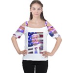 Donald Trump flag Women s Cutout Shoulder Tee