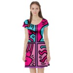 pop art Short Sleeve Skater Dress