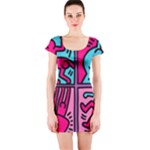 pop art Short Sleeve Bodycon Dress