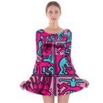 pop art Long Sleeve Skater Dress