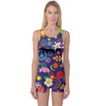 Boho floral  One Piece Boyleg Swimsuit