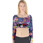 Boho floral  Long Sleeve Crop Top (Tight Fit)