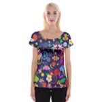 Boho floral  Women s Cap Sleeve Top