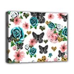 Black floral Deluxe Canvas 20  x 16  (Stretched)