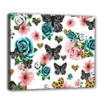 Black floral Deluxe Canvas 24  x 20  (Stretched)