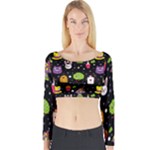  black Wonderland Long Sleeve Crop Top (Tight Fit)