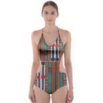 Pin striped Cut-Out One Piece Swimsuit
