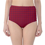 Rose Tartan High-Waist Bikini Bottoms