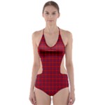 Rose Tartan Cut-Out One Piece Swimsuit