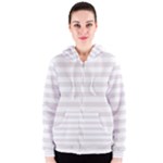 Horizontal Stripes - White and Pastel Pink Women s Zipper Hoodie