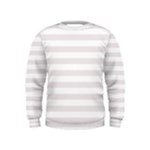 Horizontal Stripes - White and Pastel Pink Kid s Sweatshirt