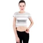 Horizontal Stripes - White and Pastel Pink Crew Neck Crop Top