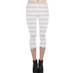 Horizontal Stripes - White and Pastel Pink Capri Leggings