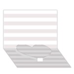 Horizontal Stripes - White and Pastel Pink Heart Bottom 3D Greeting Card (7x5)