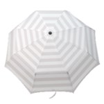 Horizontal Stripes - White and Pastel Pink Folding Umbrella