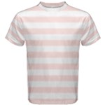 Horizontal Stripes - White and Misty Rose Pink Men s Cotton Tee