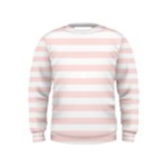 Horizontal Stripes - White and Misty Rose Pink Kid s Sweatshirt