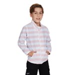 Horizontal Stripes - White and Misty Rose Pink Wind Breaker (Kids)