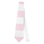 Horizontal Stripes - White and Piggy Pink Necktie (One Side)