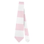 Horizontal Stripes - White and Piggy Pink Necktie (Two Side)