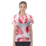 lobster print  Women s Sport Mesh Tee