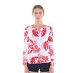 lobster print  Women s Long Sleeve Tee