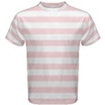 Horizontal Stripes - White and Pale Pink Men s Cotton Tee