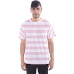 Horizontal Stripes - White and Pale Pink Men s Sport Mesh Tee