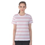 Horizontal Stripes - White and Pale Pink Women s Cotton Tee