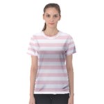 Horizontal Stripes - White and Pale Pink Women s Sport Mesh Tee