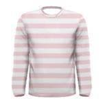 Horizontal Stripes - White and Pale Pink Men s Long Sleeve T-shirt